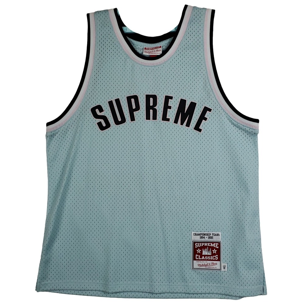 Supreme Mitchell & Ness Large Basketball Jersey 2021 Cut & Sew Art Mint New